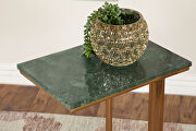 Green marble top and antique gold finish iron base accent table by Coaster additional picture 3