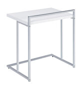 White high gloss finish top rectangular snack table with metal base by Coaster additional picture 3