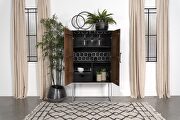 2-door bar cabinet wine storage walnut and black by Coaster additional picture 2