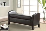 Storage ottoman in dark brown leather by Coaster additional picture 2