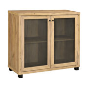 Industrial style accent cabinet finished in golden oak additional photo 2 of 2
