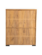Industrial style storage cabinet in a golden oak finish shoe cabinet additional photo 2 of 13