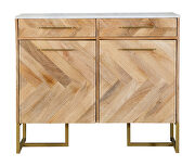 Marble top natural and antique gold 2-door accent cabinet by Coaster additional picture 2