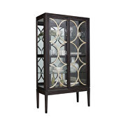 Black finish with decorative platinum finished details curio cabinet by Coaster additional picture 2