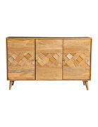 Solid mango wood three door accent cabinet in a natural finish by Coaster additional picture 2