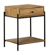 Natural mango wood 1-drawer accent table with open shelf by Coaster additional picture 2
