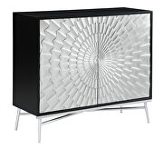 Black and silver finish rectangular 2-door accent cabinet by Coaster additional picture 2