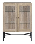 Antique pine finish wood 2-door accent cabinet with glass shelves by Coaster additional picture 4