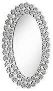 Oval wall mirror with faux crystal blossoms by Coaster additional picture 2