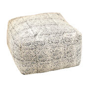 Versatile floor pouf covered in a distressed fabric additional photo 2 of 2