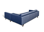 Contemporary tufted sectional sofa in prussia blue leather additional photo 2 of 1