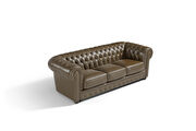 Brown leather tufted classic design sofa by Diven Living additional picture 2