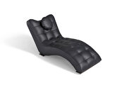 Black full leather chaise lounge chair additional photo 2 of 4