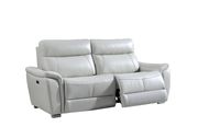 Light gray leather electric recliner sofa additional photo 2 of 3