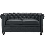 Black vinyl desgner replica tufted loveseat by Modway additional picture 3