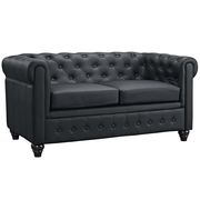 Black vinyl desgner replica tufted loveseat by Modway additional picture 4