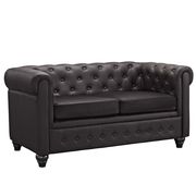 Brown vinyl desgner replica tufted loveseat by Modway additional picture 2