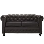 Brown vinyl desgner replica tufted loveseat by Modway additional picture 3