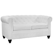 Brown vinyl desgner replica tufted loveseat by Modway additional picture 3