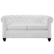 Brown vinyl desgner replica tufted loveseat by Modway additional picture 4