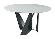 Marble like round table w/ black metal legs by ESF additional picture 10