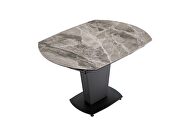 Gray taupe marble top dining table w/ extensions additional photo 2 of 16