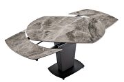 Gray taupe marble top dining table w/ extensions additional photo 5 of 16