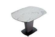 White taupe marble top dining table w/ extensions additional photo 3 of 12