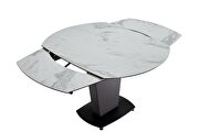 White taupe marble top dining table w/ extensions additional photo 4 of 12