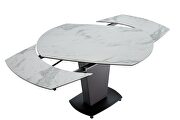 White taupe marble top dining table w/ extensions additional photo 5 of 12