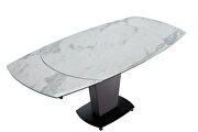 White taupe marble top dining table w/ extensions by ESF additional picture 6