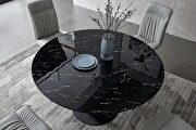Black marble round top contemporary dining table by ESF additional picture 2