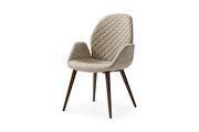 Contemporary chair in taupe / beige fabric w/ walnut legs by ESF additional picture 2