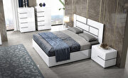 Gloss white European stylish contemporary king bed additional photo 2 of 8