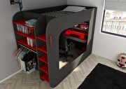 Gamers twin size bed in red / black finish by ESF additional picture 3