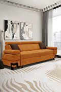 Orange fabric sofa bed made in EU additional photo 2 of 10