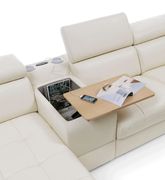 Ultra-modern beige top-grain leather sectional additional photo 2 of 11