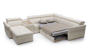 Ultra-modern beige top-grain leather sectional additional photo 4 of 11
