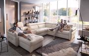 Ultra-modern beige top-grain leather sectional additional photo 5 of 11