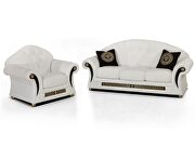 Royal traditional style couch in full white leather by ESF additional picture 2