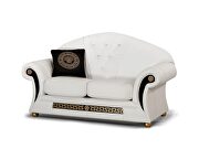 Royal traditional style couch in full white leather by ESF additional picture 3
