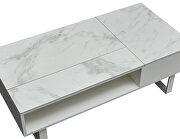 Marble lift top contemporary white coffee table additional photo 4 of 7