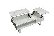 Marble lift top contemporary white coffee table additional photo 5 of 7