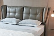 Stylish lift storage bed in gray leather by ESF additional picture 3