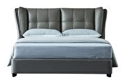 Stylish lift storage euro king bed in gray leather by ESF additional picture 12