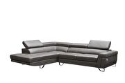 Contemporary dark gray leather sectional additional photo 3 of 9