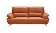 Orange leather stylish modern low-profile sofa additional photo 2 of 19