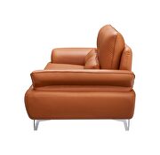Orange leather stylish modern low-profile sofa additional photo 3 of 19