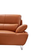 Orange leather stylish modern low-profile sofa additional photo 5 of 19