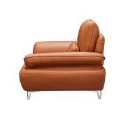 Orange leather stylish modern low-profile chair additional photo 3 of 2